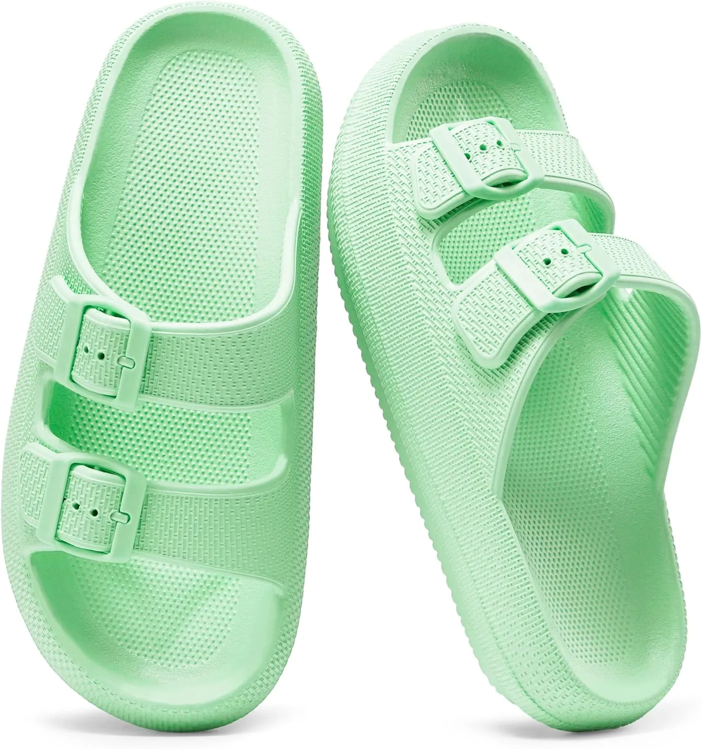 Dodow Womens Slide Sandals Adjustable Soft Cloud Comfort Slip On Flat Sandals