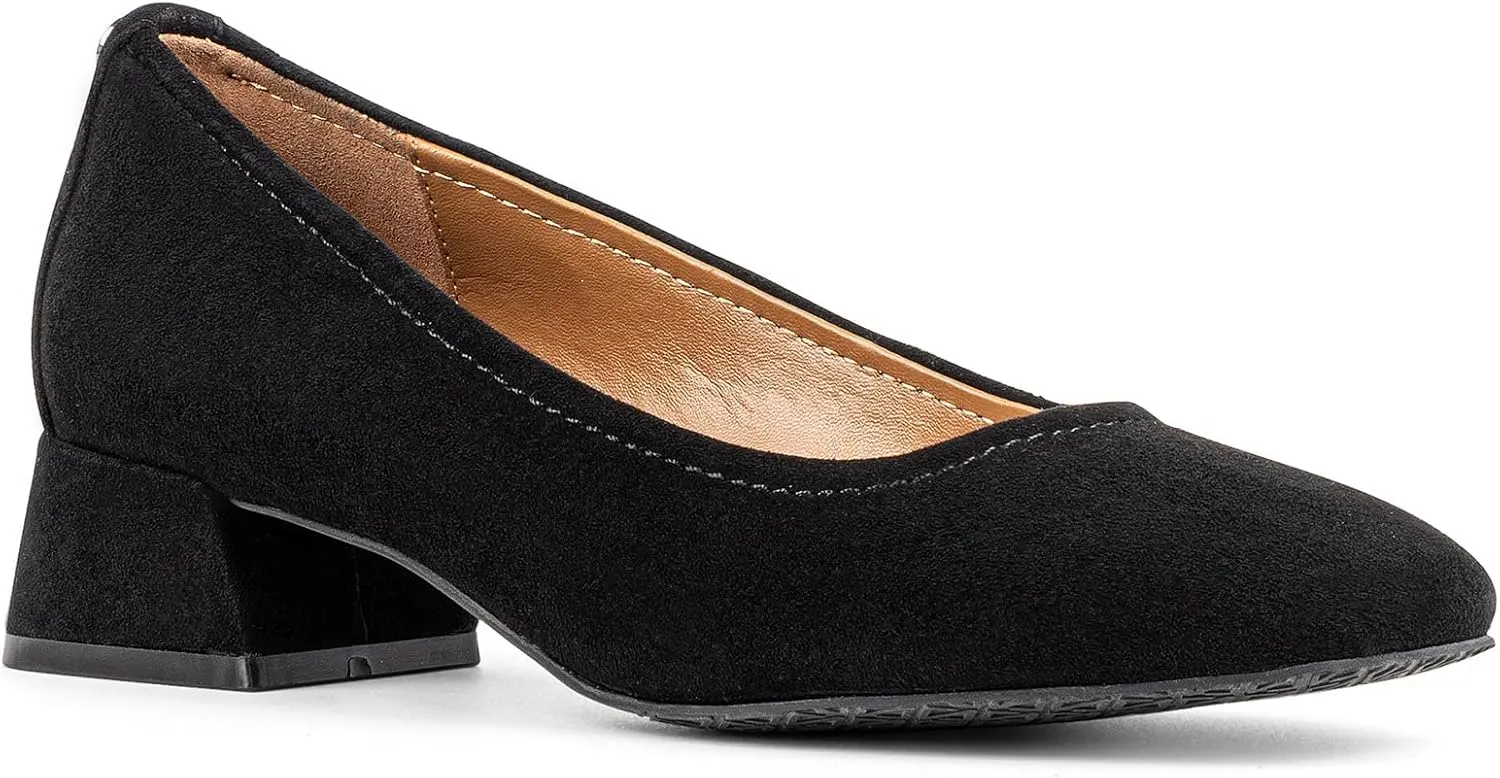 Donald Pliner Women’s RYA Pump Heel – 1.3” Block Heel Shoes for Comfort, Slip On Women’s Heels with Rubber Sole