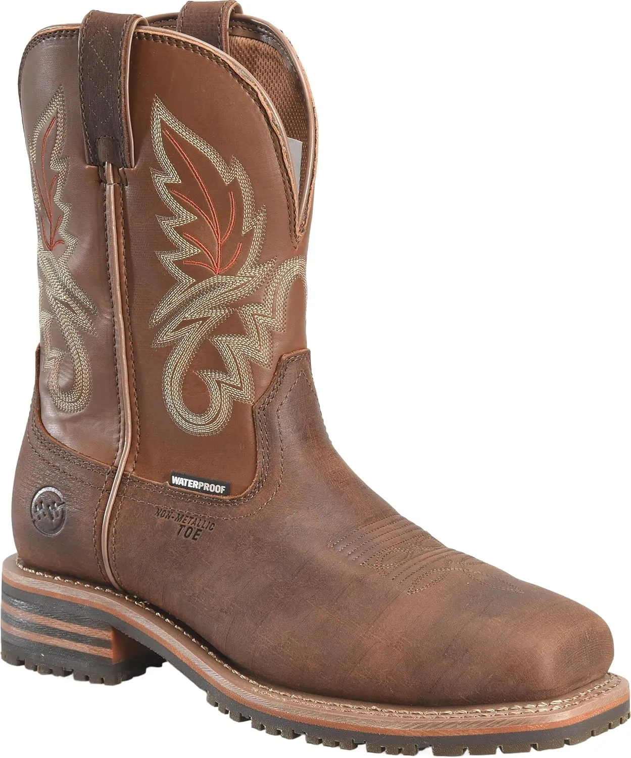 DOUBLE-H Mens 10" Comp Toe Square Toe Roper Boots, Durable Leather Work Boot for Safety & Comfort, Western Style