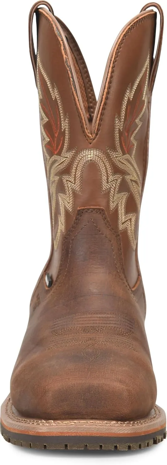 DOUBLE-H Mens 10" Comp Toe Square Toe Roper Boots, Durable Leather Work Boot for Safety & Comfort, Western Style