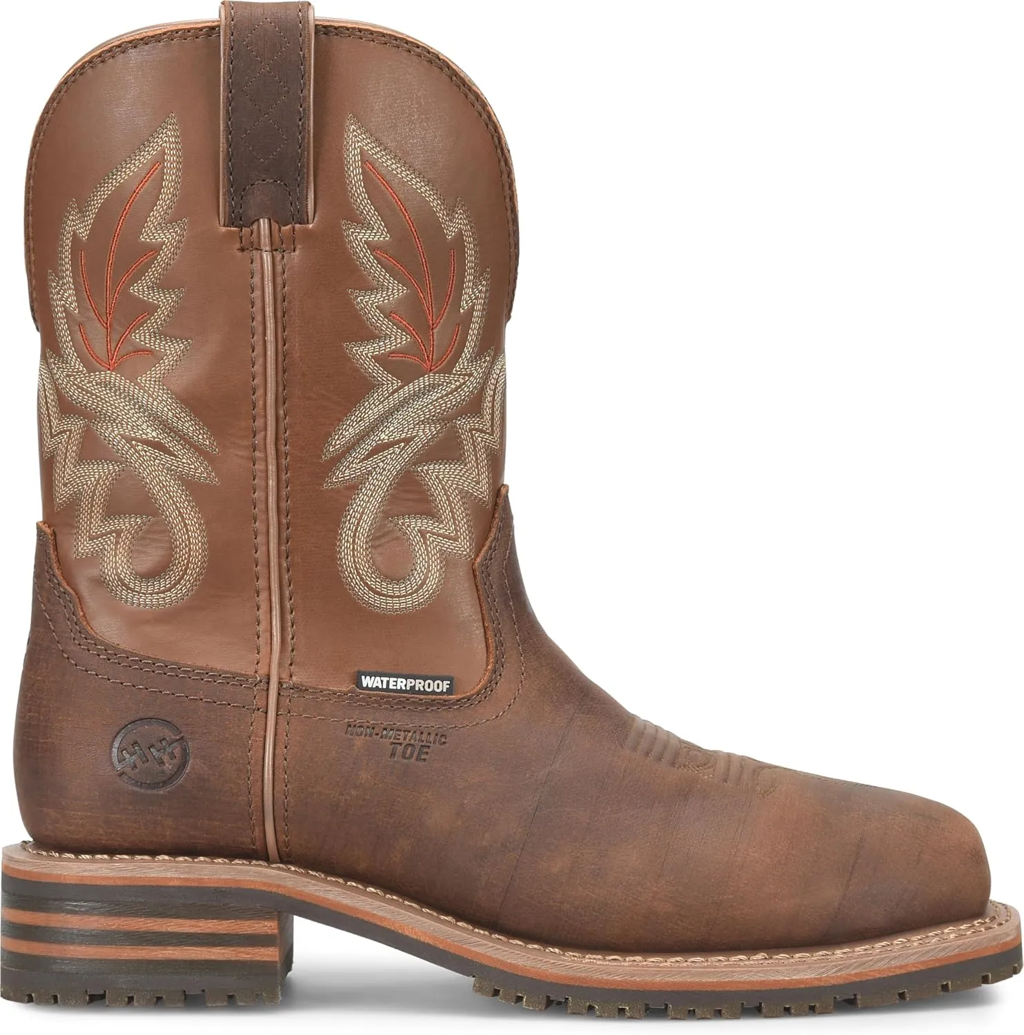 DOUBLE-H Mens 10" Comp Toe Square Toe Roper Boots, Durable Leather Work Boot for Safety & Comfort, Western Style