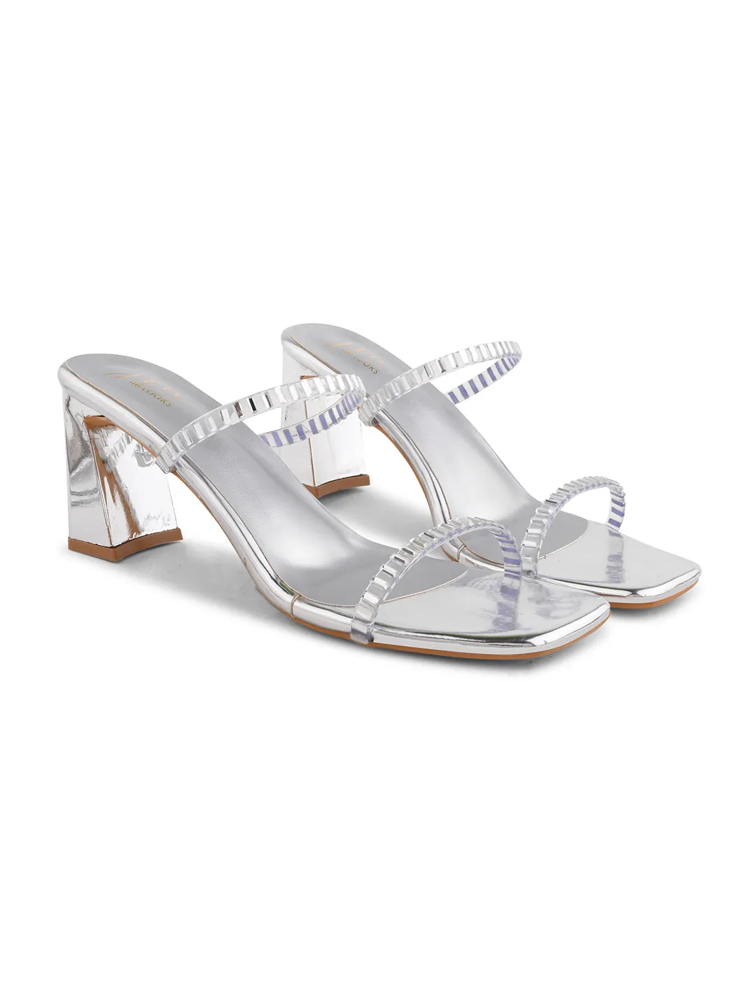 Double strap heels with a sleek block heel