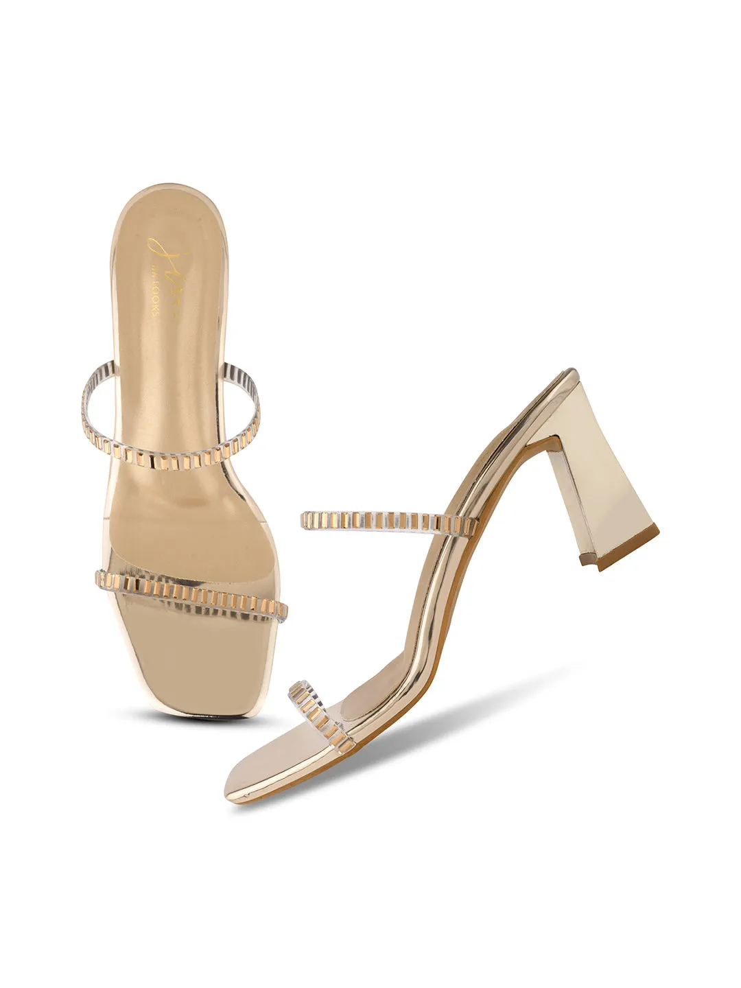 Double strap heels with a sleek block heel