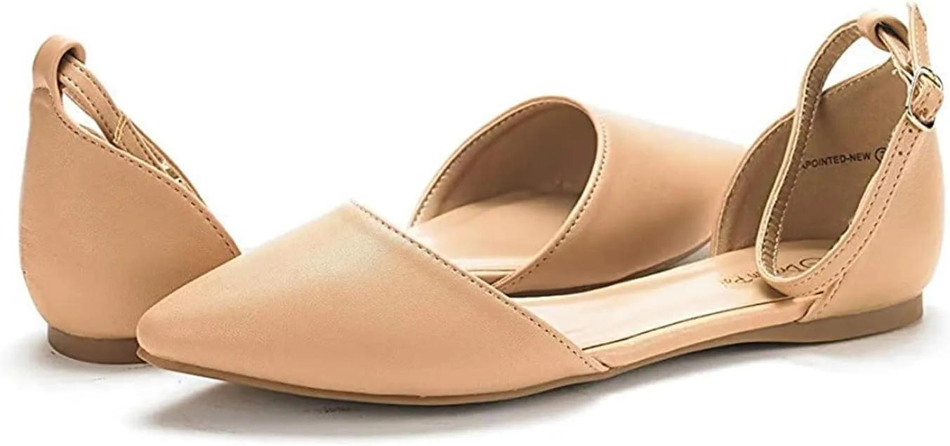 DREAM PAIRS Flapointed Women's Casual D'Orsay Pointed Plain Ballet Comfort Soft Slip On Flats Shoes
