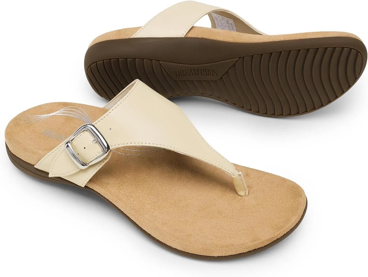 DREAM PAIRS Flip Flops for Women, Arch Support Orthotic Comfortable Soft Summer Slip On Thong Sandals