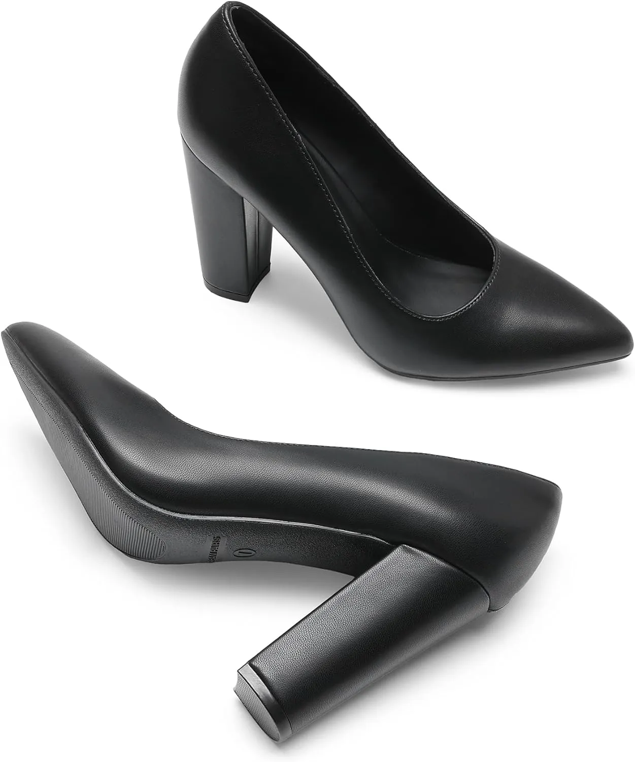 DREAM PAIRS Women's High Chunky Block Heels Closed Pointed Toe Slip on Women Pumps Wedding Party Work Comfortable Dress Shoes for Women
