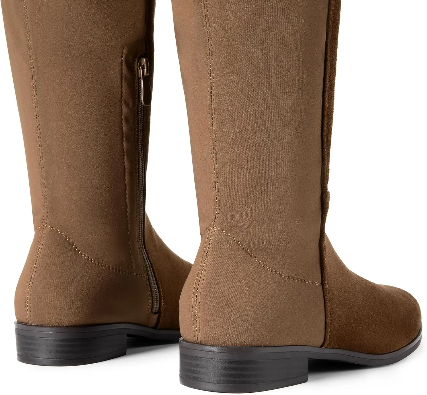 DREAM PAIRS Women's Knee-High Boots Comfortable Flat Low Heel Round Toe Stretchy Suede Slouch Boots with Side Zipper