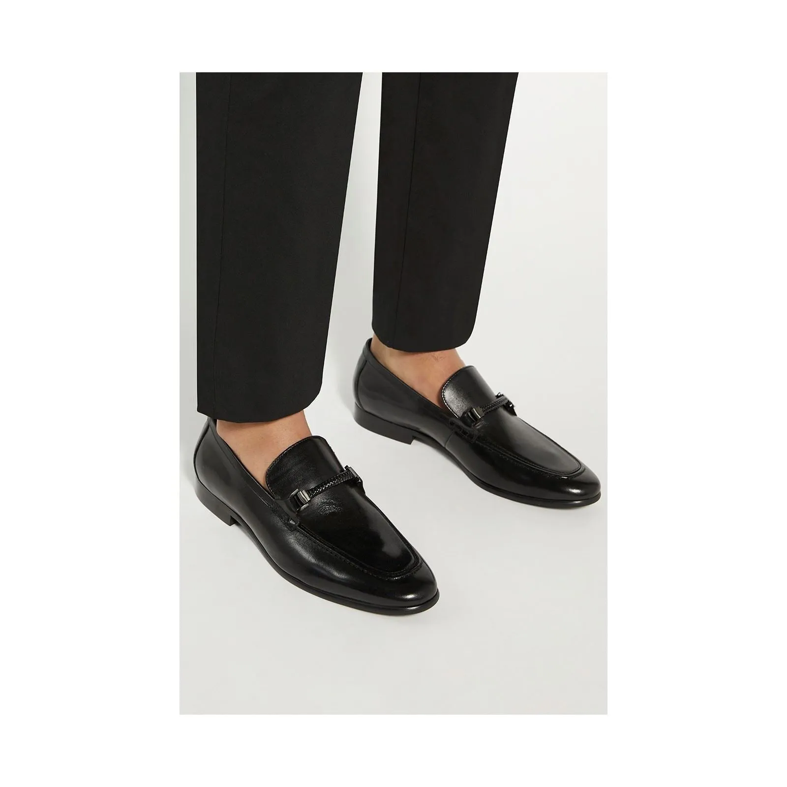 Dune Scilly Leather Men's Black Loafers