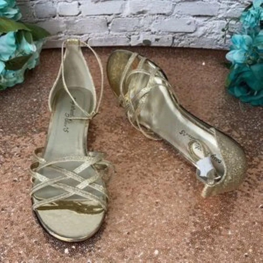 Easy Street Glittery Gold Tarrah Evening Sandals 9