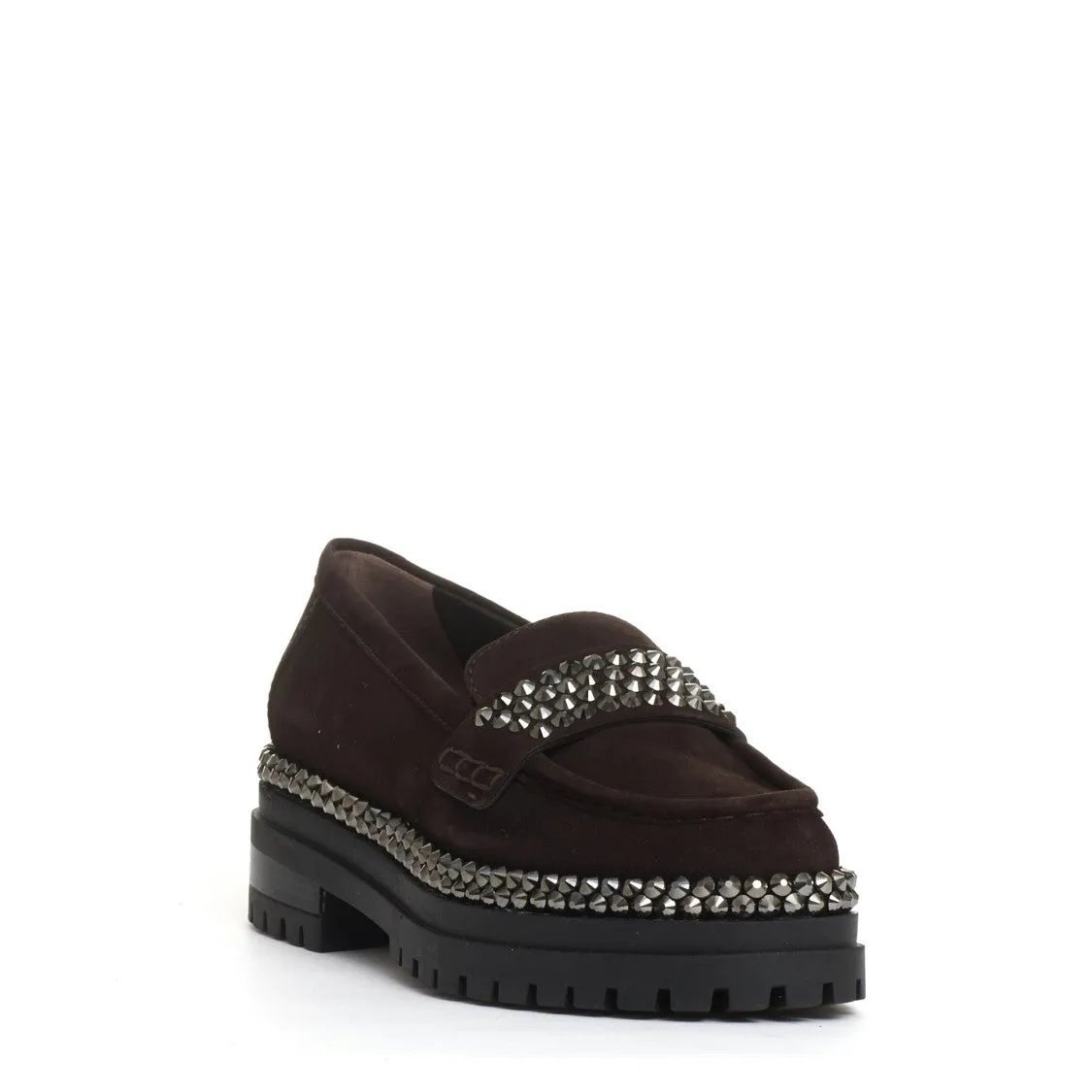 Ebony Suede Moccasin With Dazzling Rhinestone Buckle