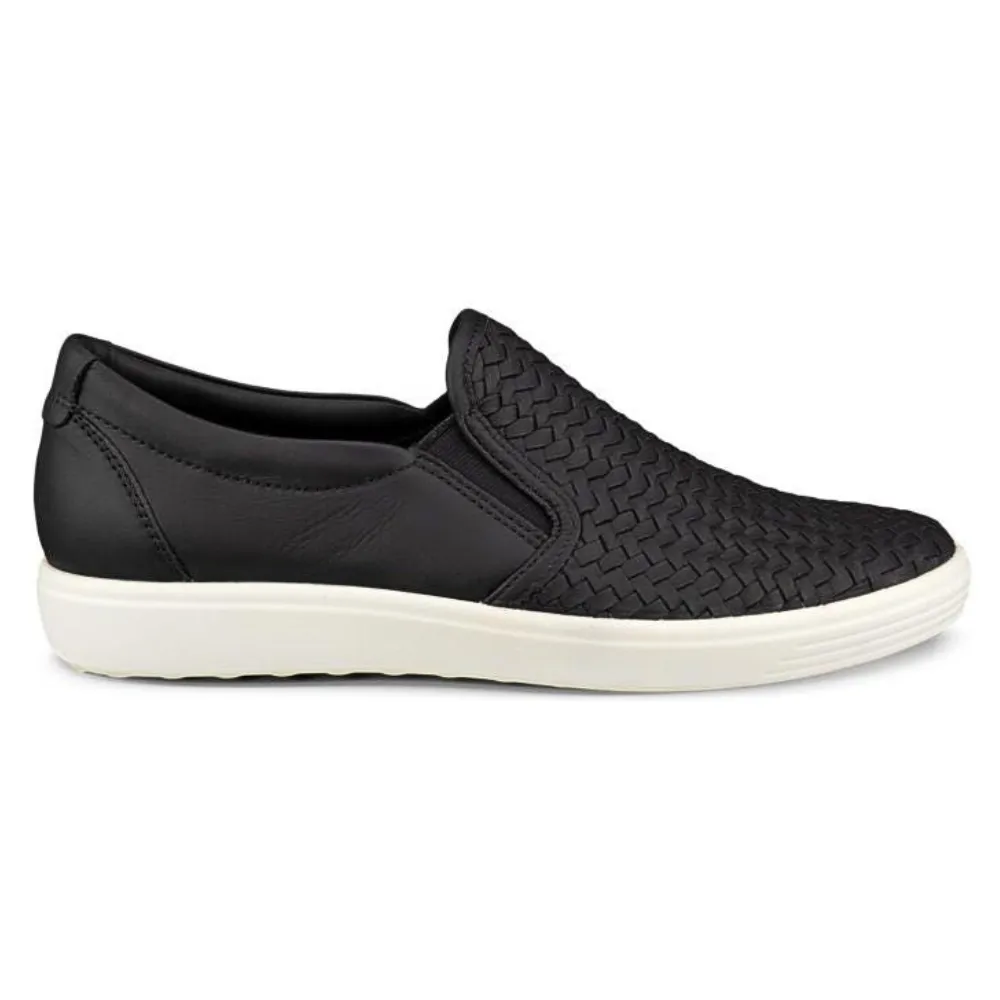 ECCO Soft 7 Woven Black Leather Slip-On (Women's)