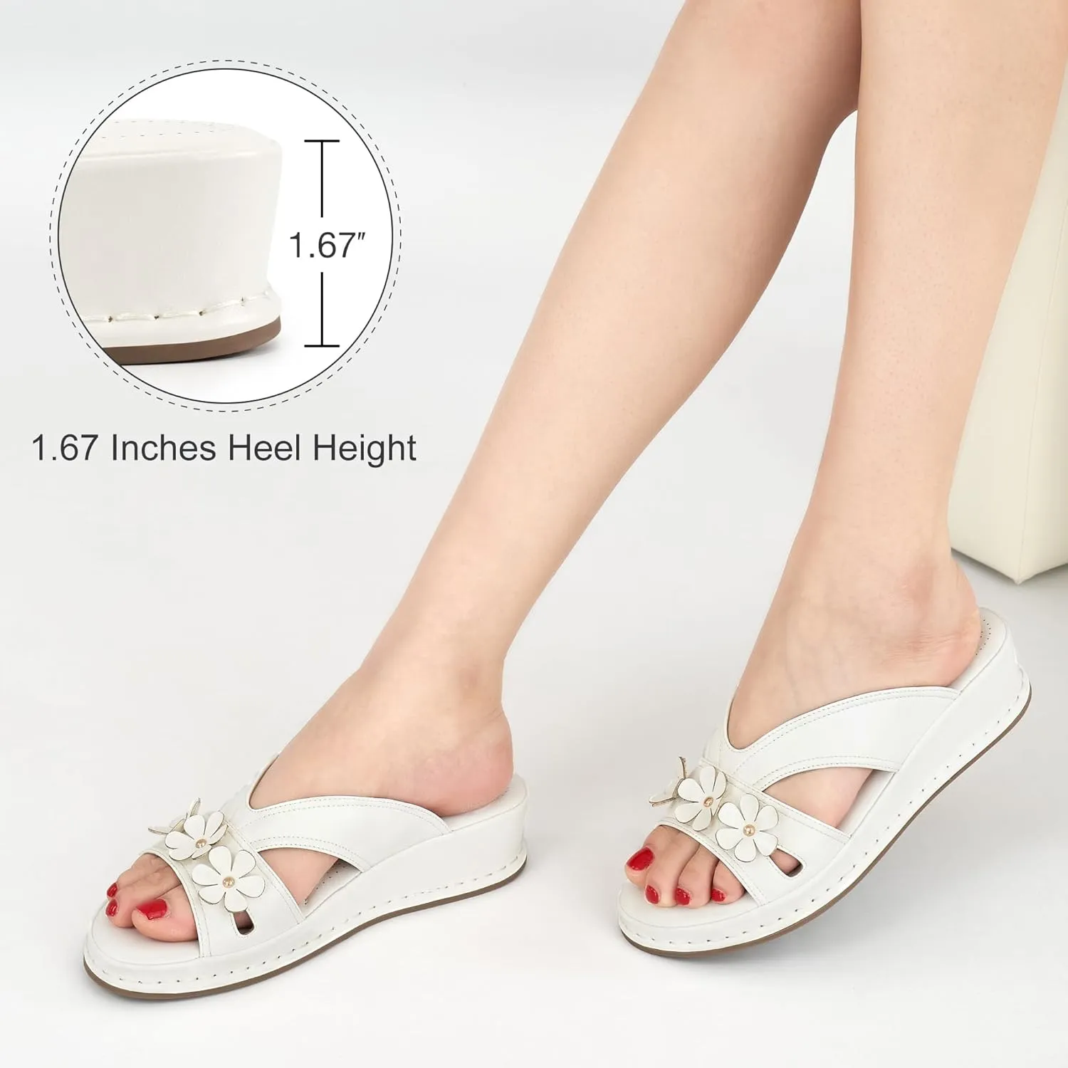 Ecetana Sandals for Women 2025 Wedge Slides Dressy Summer Comfortable Memory Foam Slip on Casual Platform Shoes