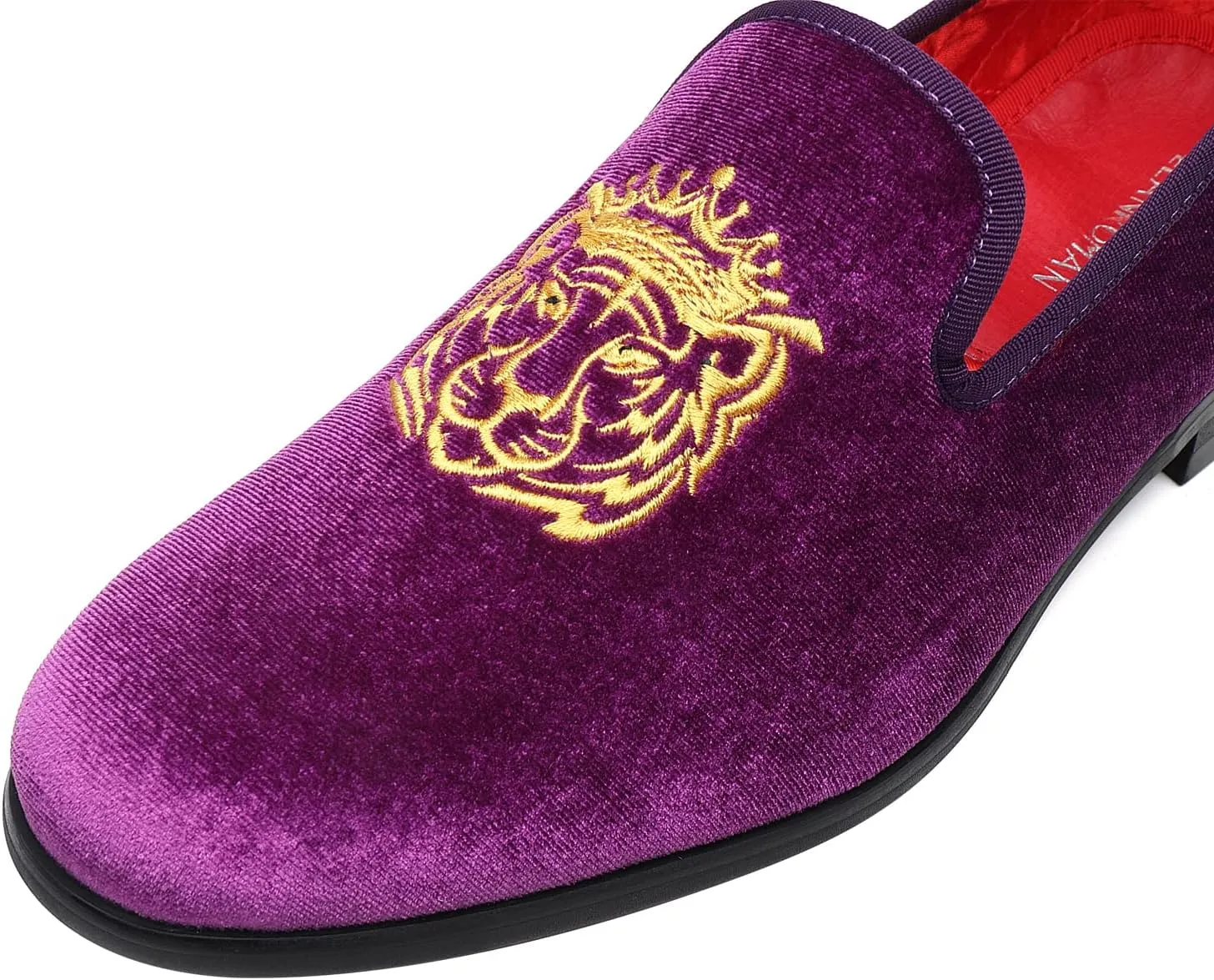ELANROMAN Men's Loafers Velvet Embroidery Slip on Penny Party Wedding Prom Shoes