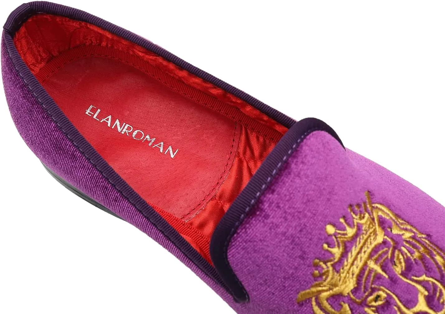 ELANROMAN Men's Loafers Velvet Embroidery Slip on Penny Party Wedding Prom Shoes
