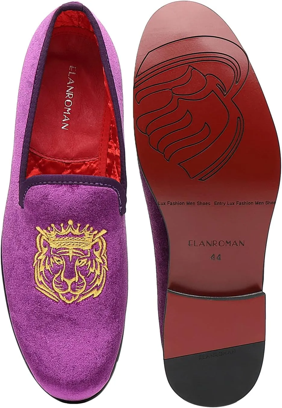 ELANROMAN Men's Loafers Velvet Embroidery Slip on Penny Party Wedding Prom Shoes