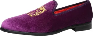 ELANROMAN Men's Loafers Velvet Embroidery Slip on Penny Party Wedding Prom Shoes