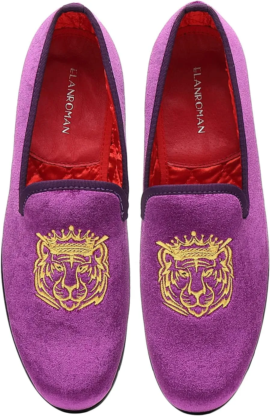 ELANROMAN Men's Loafers Velvet Embroidery Slip on Penny Party Wedding Prom Shoes