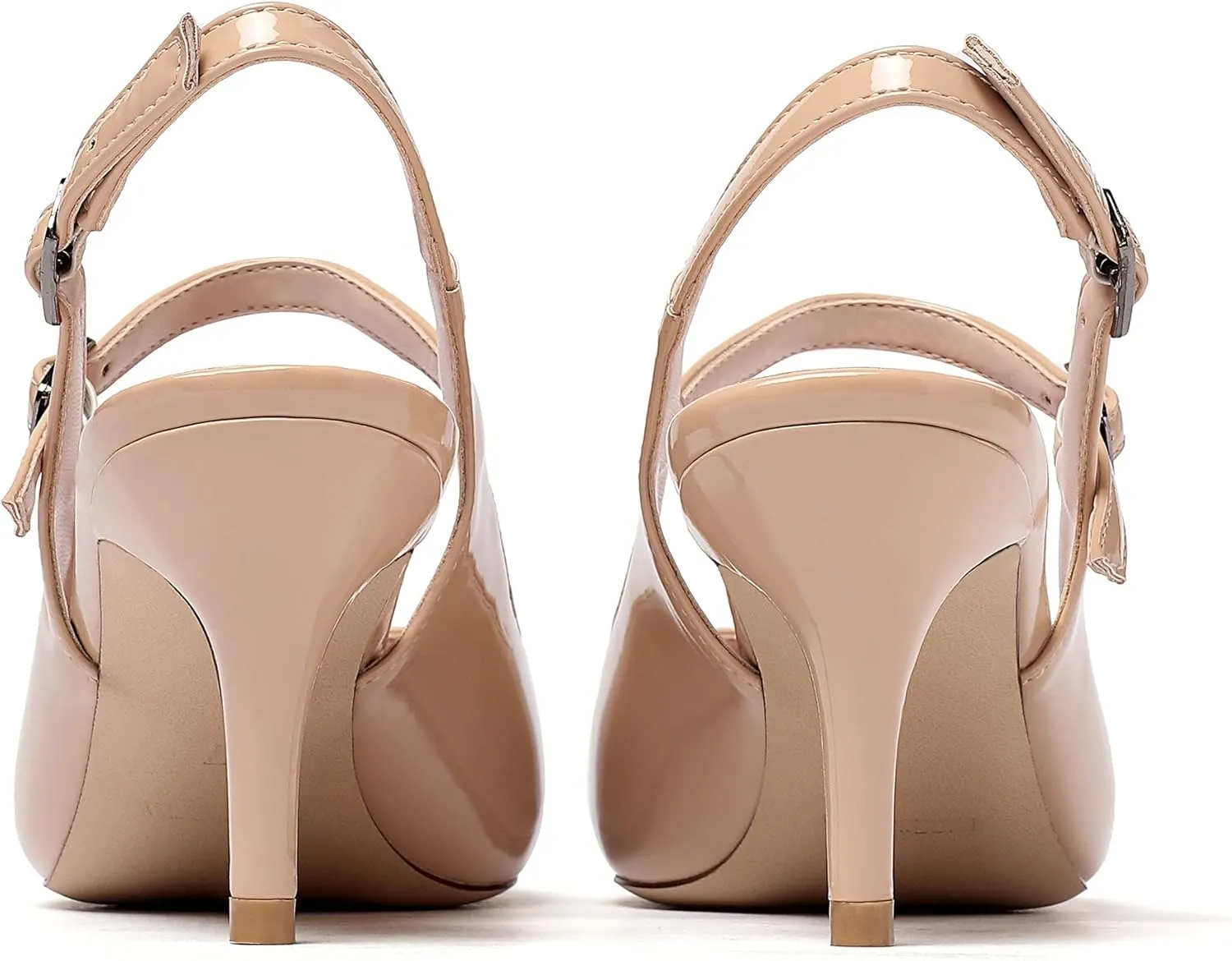 Eldof Women's Pointed Toe Slingback Pumps, Low Heel Ankle Strap Chic Sandals, Classy Kitten Heel 2.5" Heel for Office Dress