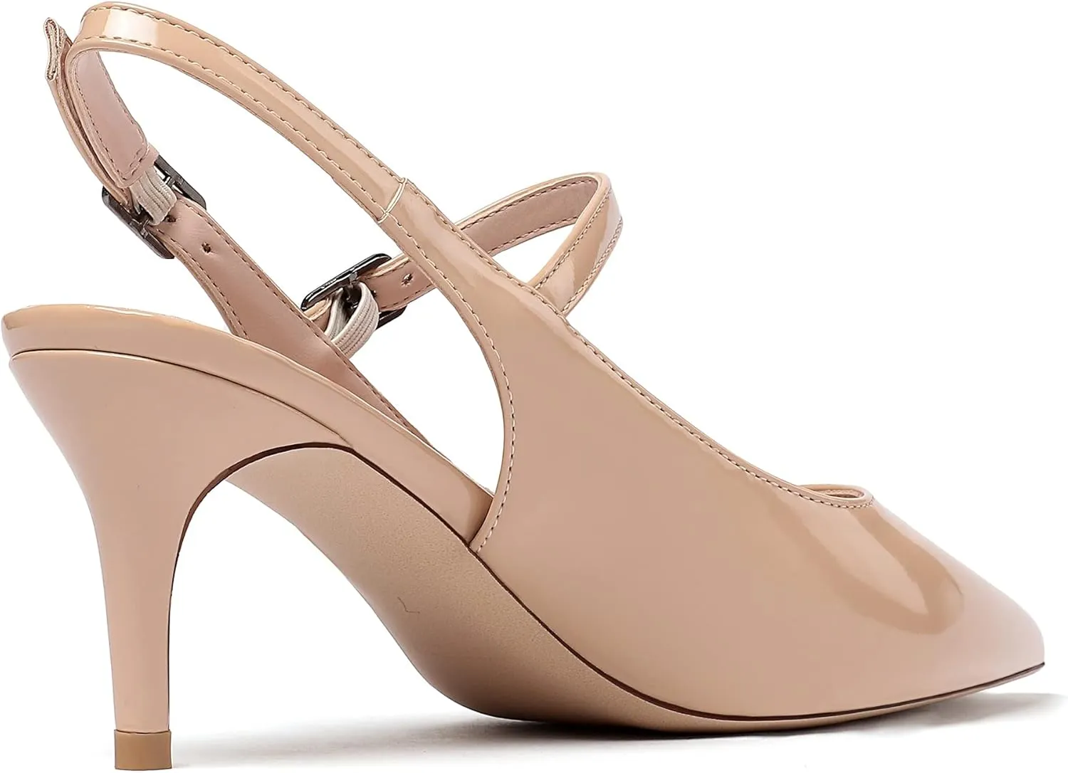 Eldof Women's Pointed Toe Slingback Pumps, Low Heel Ankle Strap Chic Sandals, Classy Kitten Heel 2.5" Heel for Office Dress