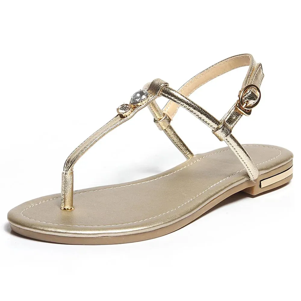 Elegant Gold T-Strap Sandal