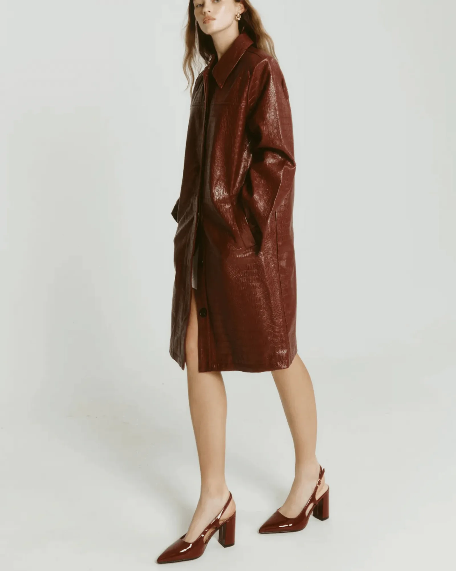 ELTON SLINGBACK HEELS WINE PATENT