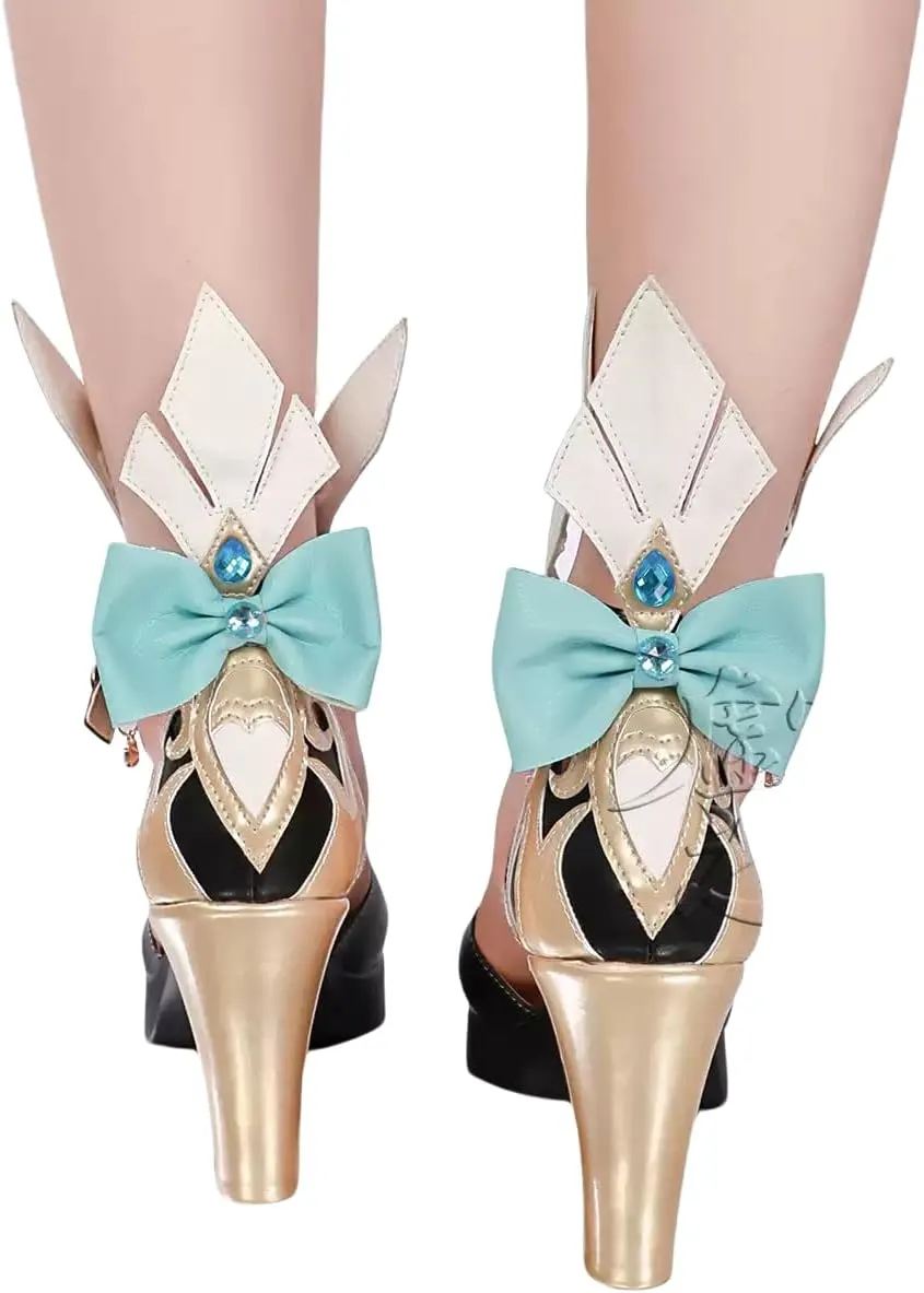 Escoffier Cosplay Shoes Genshin Impact High Heels Shoes for Women Men 7cm Heels PU Cute Bow Design