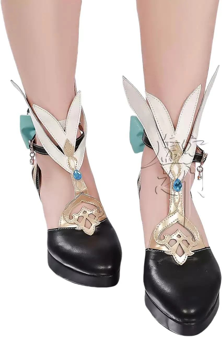 Escoffier Cosplay Shoes Genshin Impact High Heels Shoes for Women Men 7cm Heels PU Cute Bow Design
