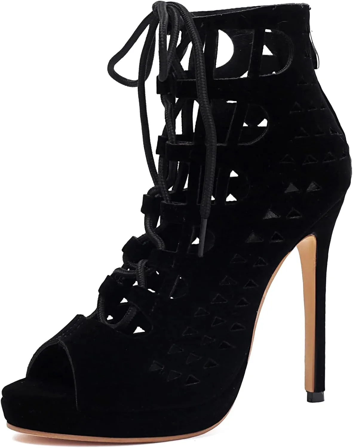 Fashion Crisscross Summer Boots for Women Peep Toe Stiletto Heel Lace Up Platform Gladiator Sandals