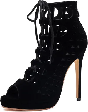 Fashion Crisscross Summer Boots for Women Peep Toe Stiletto Heel Lace Up Platform Gladiator Sandals