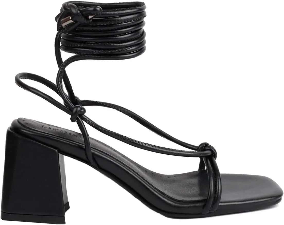 Fashion Lace Up Heels for Women Chunky Heel Strappy Sandals