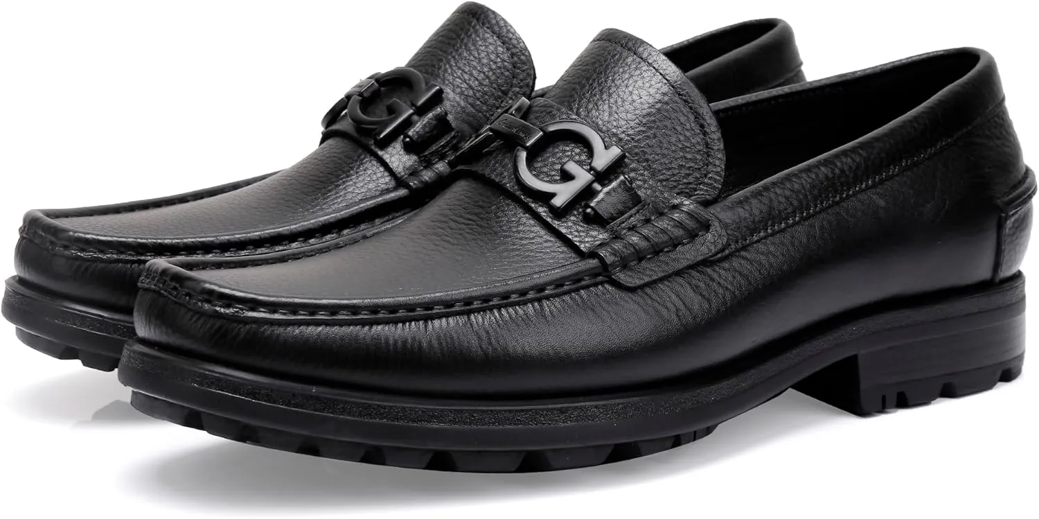 Fashion Leather Dress Loafers for Men, Fashion Casual Crocodile Patterned Handmade Buckle Shoes Business Slip-on Penny Loafer Party Dress Shoes for Mens