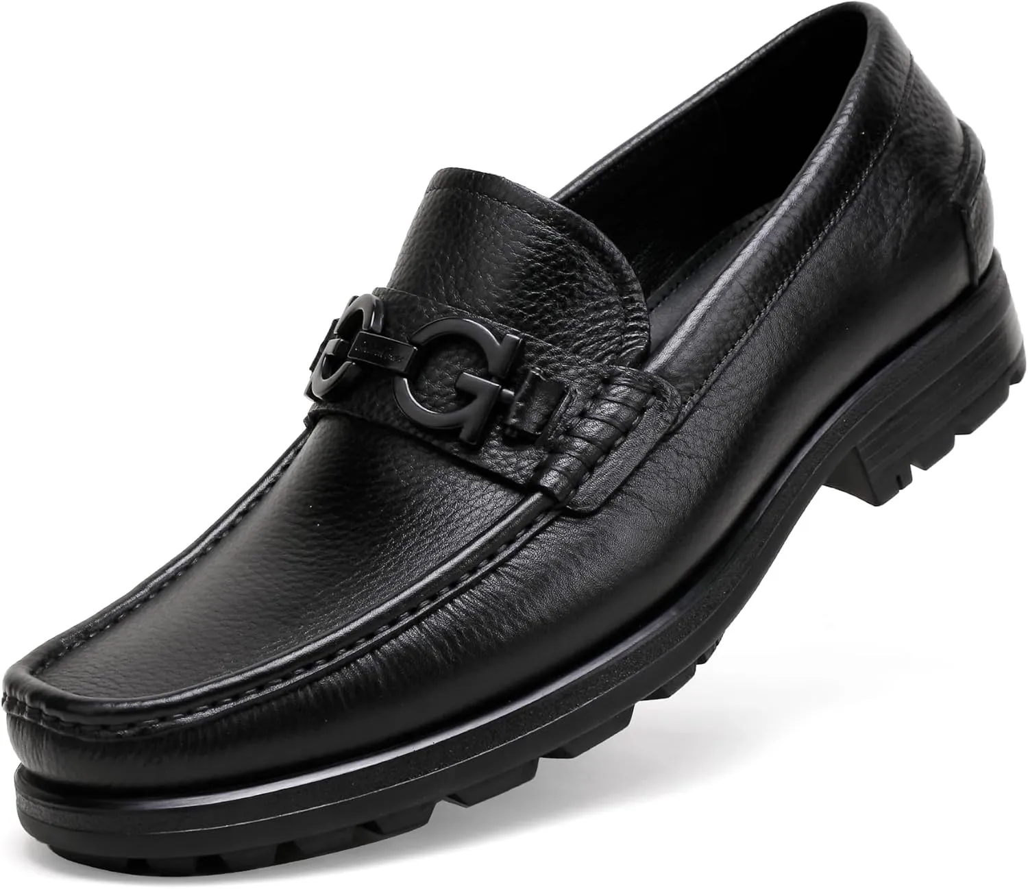 Fashion Leather Dress Loafers for Men, Fashion Casual Crocodile Patterned Handmade Buckle Shoes Business Slip-on Penny Loafer Party Dress Shoes for Mens