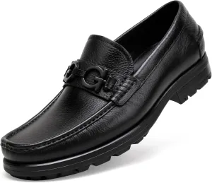Fashion Leather Dress Loafers for Men, Fashion Casual Crocodile Patterned Handmade Buckle Shoes Business Slip-on Penny Loafer Party Dress Shoes for Mens