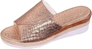 Fashion Wedge Sandals for Women Snakeskin Large Size Slippers Arch Support Slip On Sandals Women Clear Flat Sandals