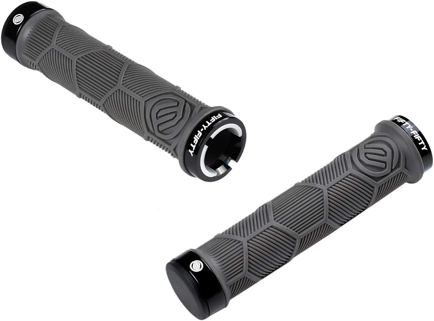 FIFTY-FIFTY Double Lock-On Mountain Bike Grips, Bicycle Handlebar Locking Grips, Non-Slip MTB Handle