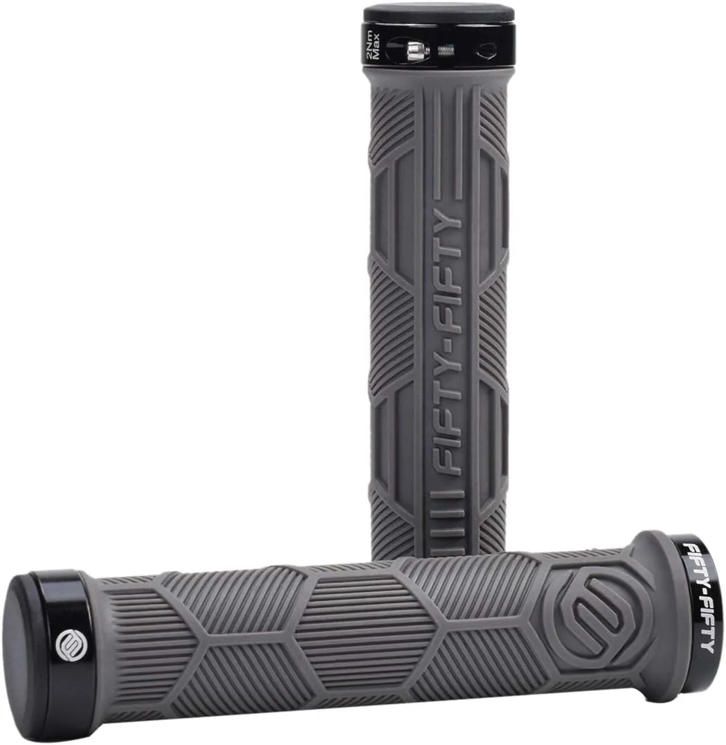 FIFTY-FIFTY Double Lock-On Mountain Bike Grips, Bicycle Handlebar Locking Grips, Non-Slip MTB Handle