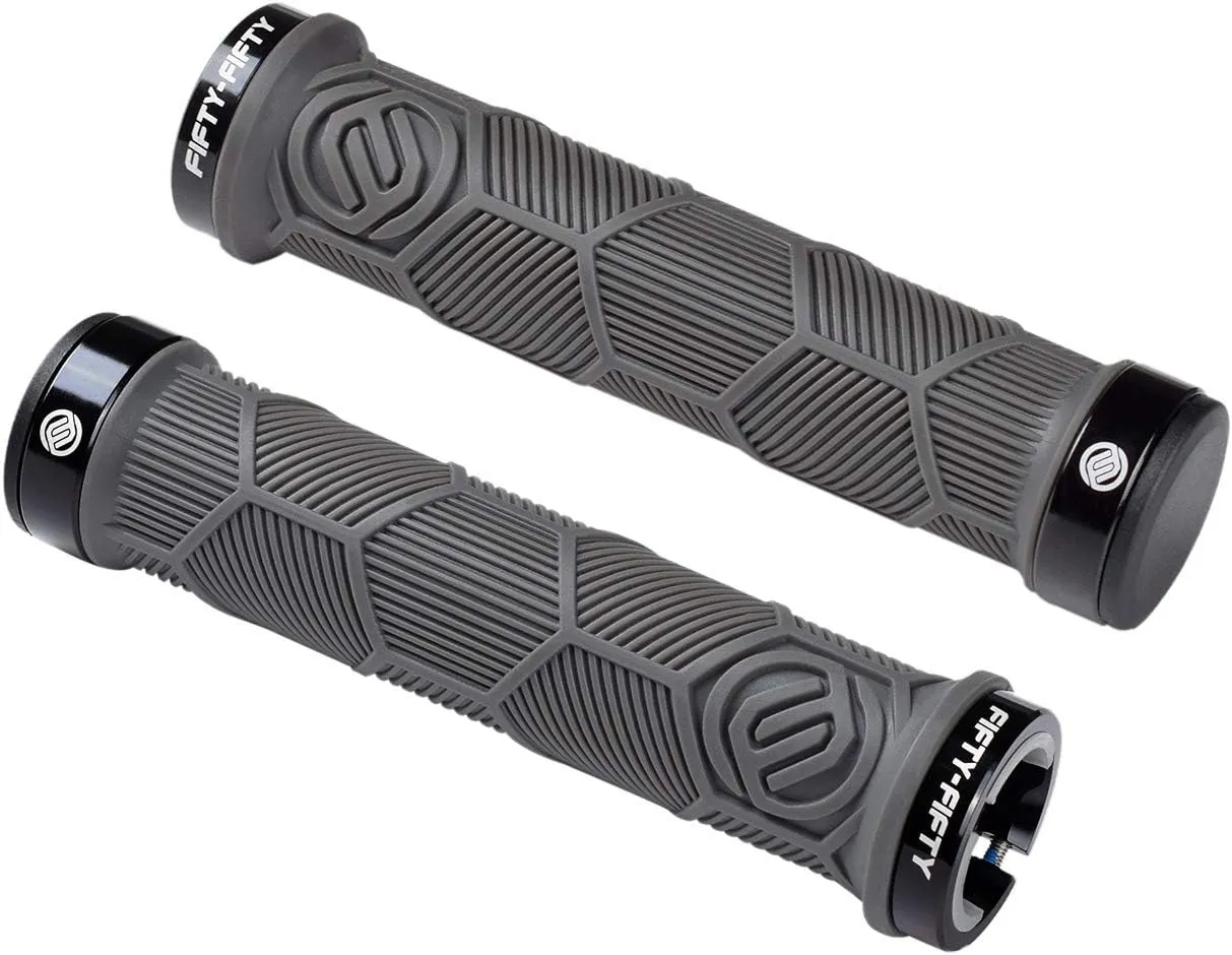 FIFTY-FIFTY Double Lock-On Mountain Bike Grips, Bicycle Handlebar Locking Grips, Non-Slip MTB Handle