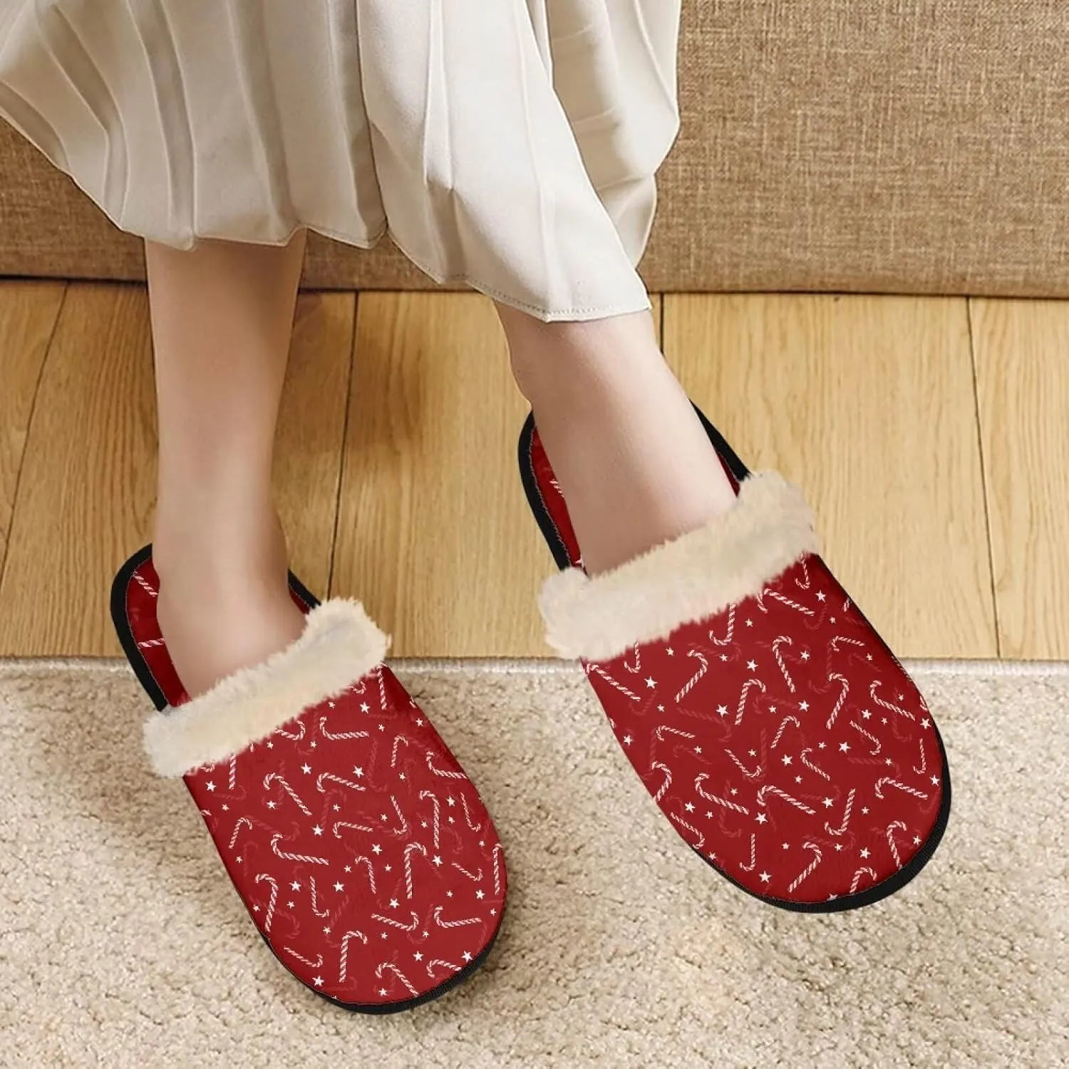 Flashideas House Slippers for Woman Fuzzy Keep Warm for Winter Indoor Soft Cushion Non-slip Fluffy Slides Slippers