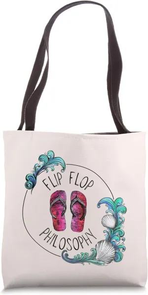 Flip Flop Philosophy - Vintage-Inspired Beachcore Aesthetic Tote Bag
