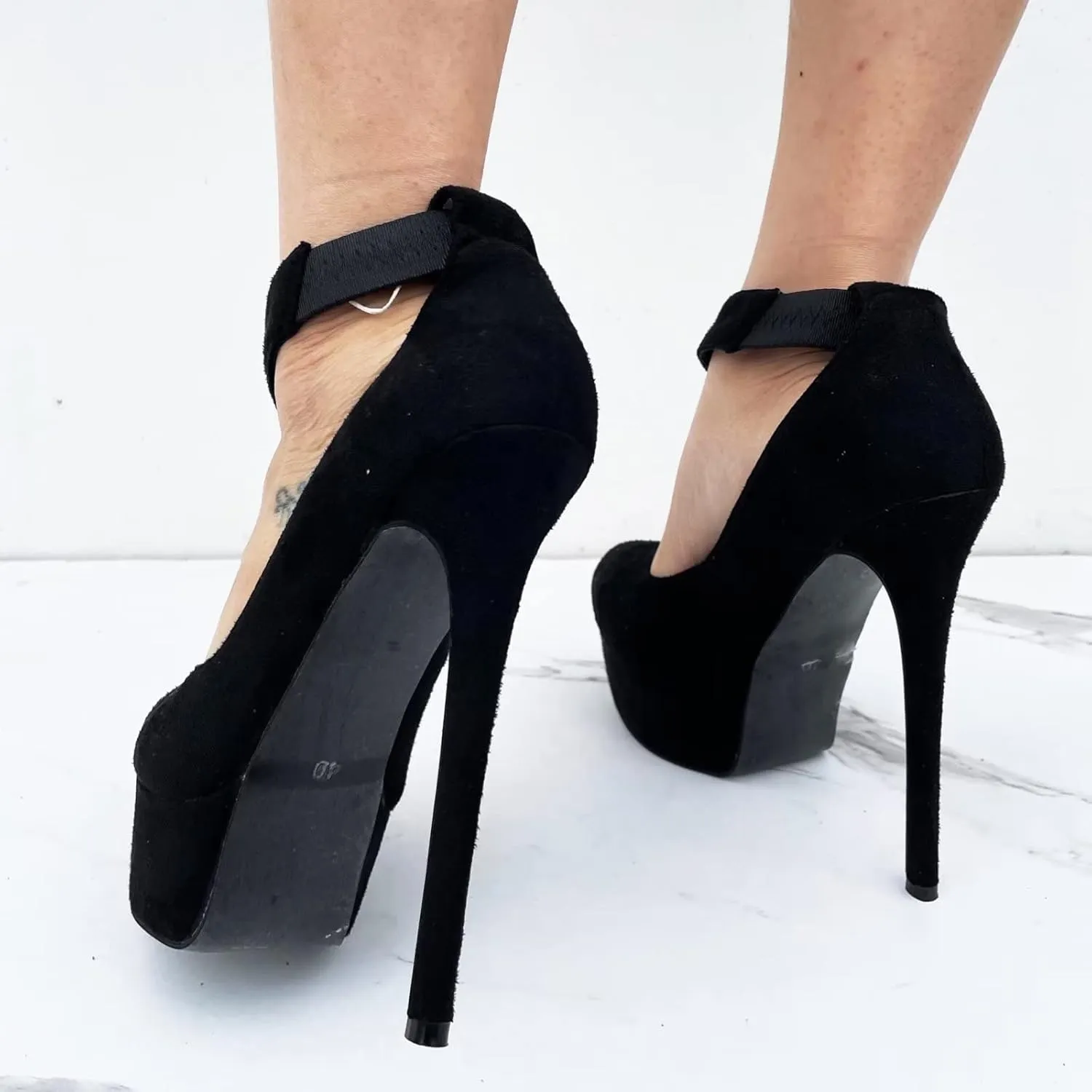 Frankie Hsu Sexy Stiletto Platform High Heeled Pumps Sandal, Classic T Strap Black Faux Suede Fashion Modern Party Club Banquet Dancing Style, Big Size Designer Fashion Shoe For Women Men