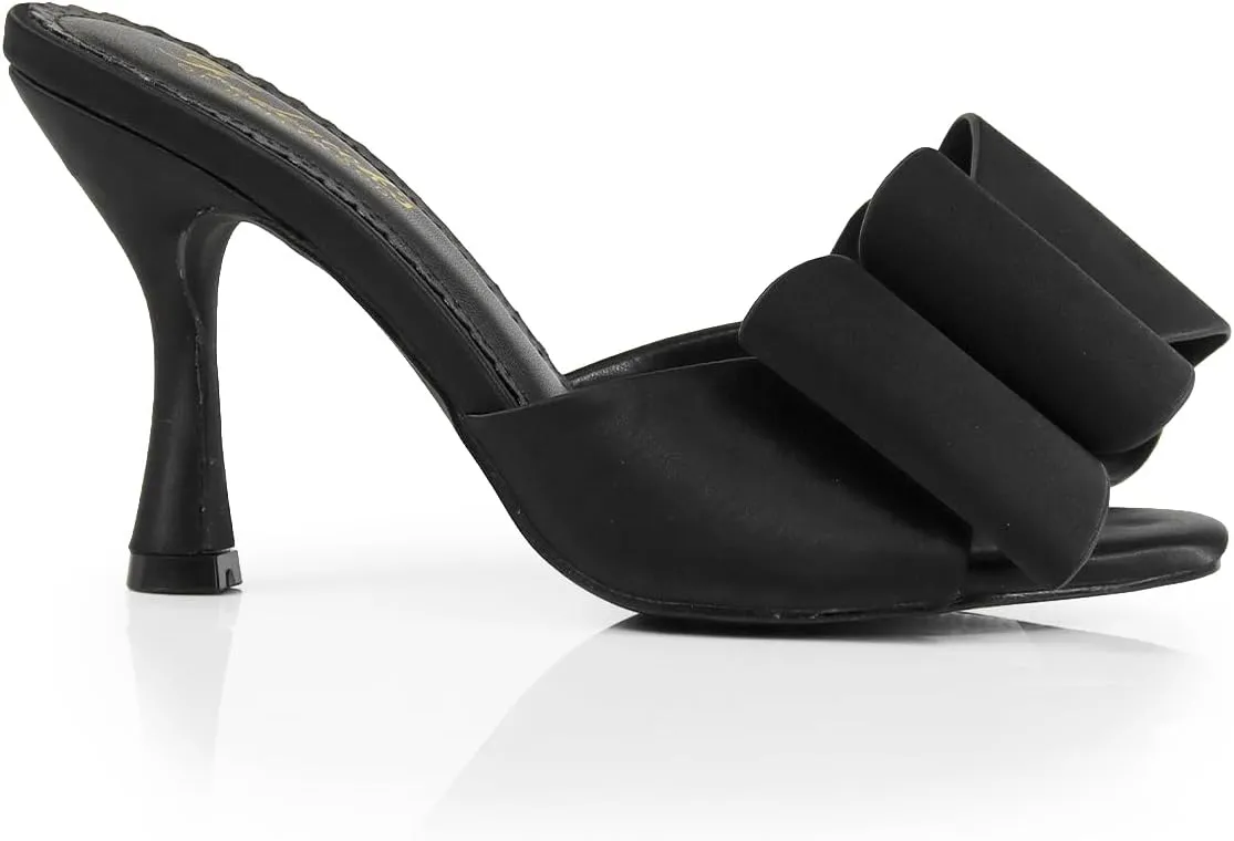 FREDERICK'S OF HOLLYWOOD Open Round Toe Bow W/Stiletto Heel, FOH-Nana
