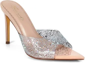 FREDERICK'S OF HOLLYWOOD Pointed Toe PEEP Toe Rhinstone W/Stiletto Heel, FOH-Nora