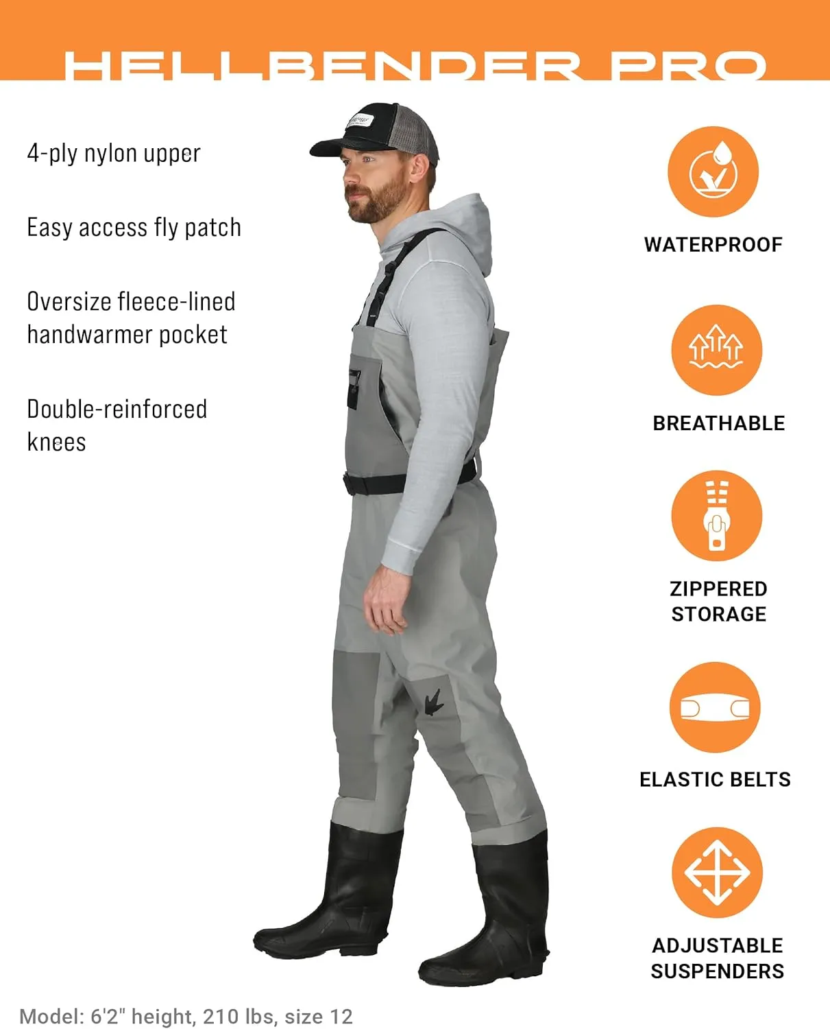 FROGG TOGGS Mens Hellbender Pro Bootfoot Fishing Chest Wader