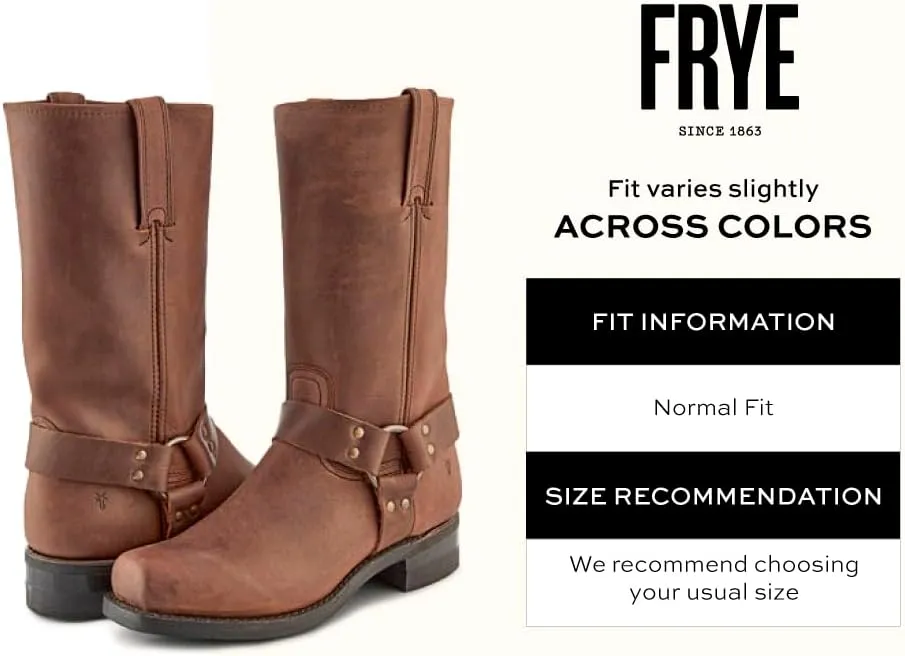 Frye Harness 12R Boots for Men with Oiled-Leather Upper, Goodyear Welt Construction, Stacked Leather Heel, and Nickel Hardware – 12” Shaft Height