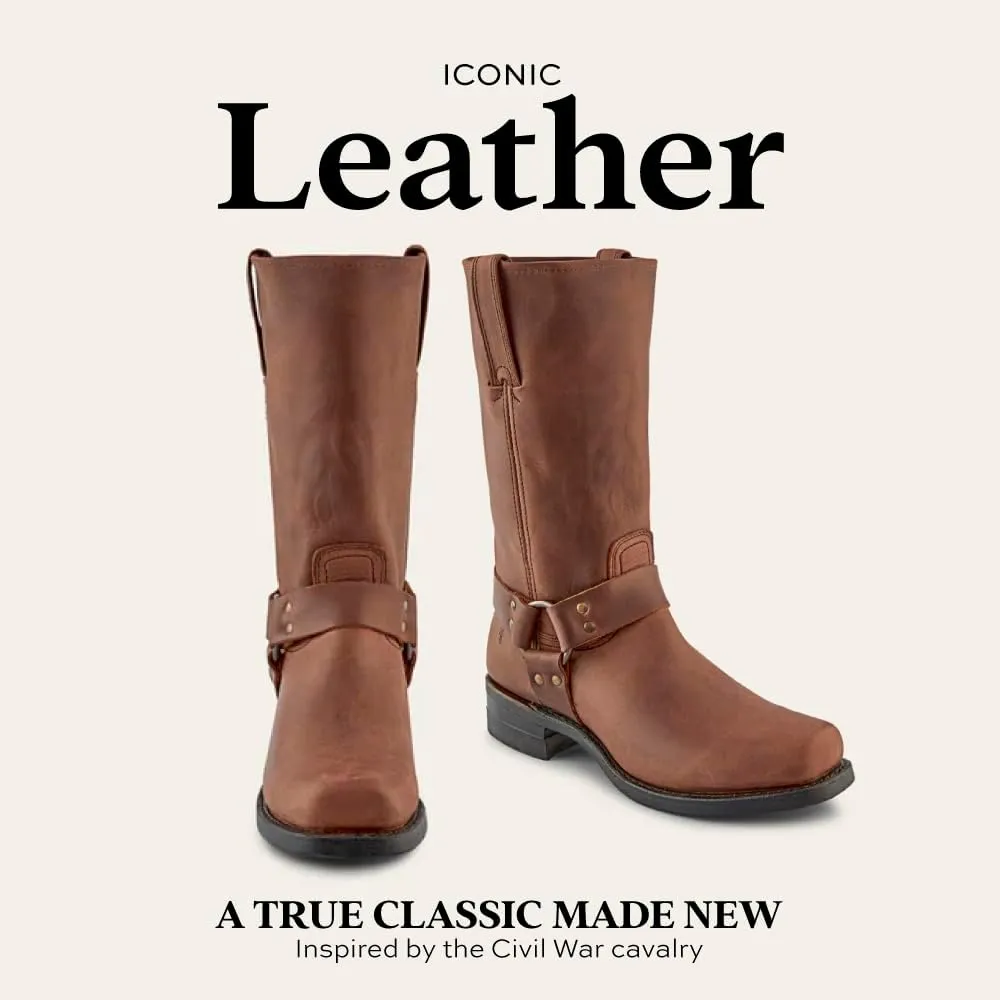 Frye Harness 12R Boots for Men with Oiled-Leather Upper, Goodyear Welt Construction, Stacked Leather Heel, and Nickel Hardware – 12” Shaft Height
