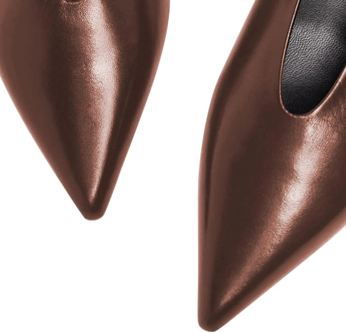 FSJ Women Fashion Pointed Toe V Cut Low Kitten Heel Slip On Pumps Soft Leather Ladies Daily Comfort Basic Dress Shoes Size 4-15 US