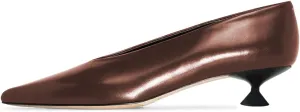FSJ Women Fashion Pointed Toe V Cut Low Kitten Heel Slip On Pumps Soft Leather Ladies Daily Comfort Basic Dress Shoes Size 4-15 US