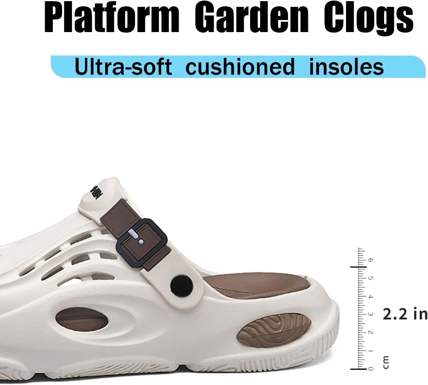Garden Clogs Shoes for Mens Womens Outdoor Slip-on Beach Sandals with Arch Support Unisex Platform Classic Waterproof Lightweight