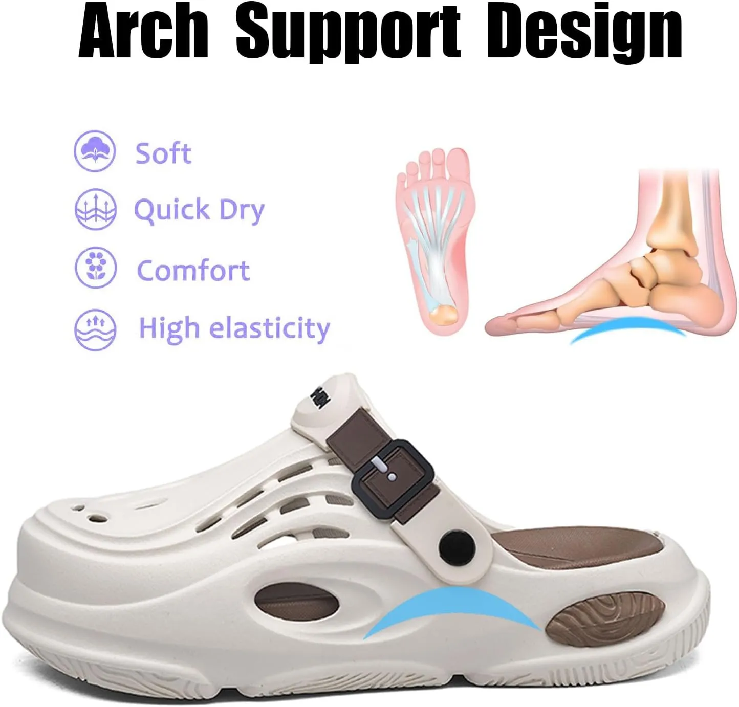 Garden Clogs Shoes for Mens Womens Outdoor Slip-on Beach Sandals with Arch Support Unisex Platform Classic Waterproof Lightweight