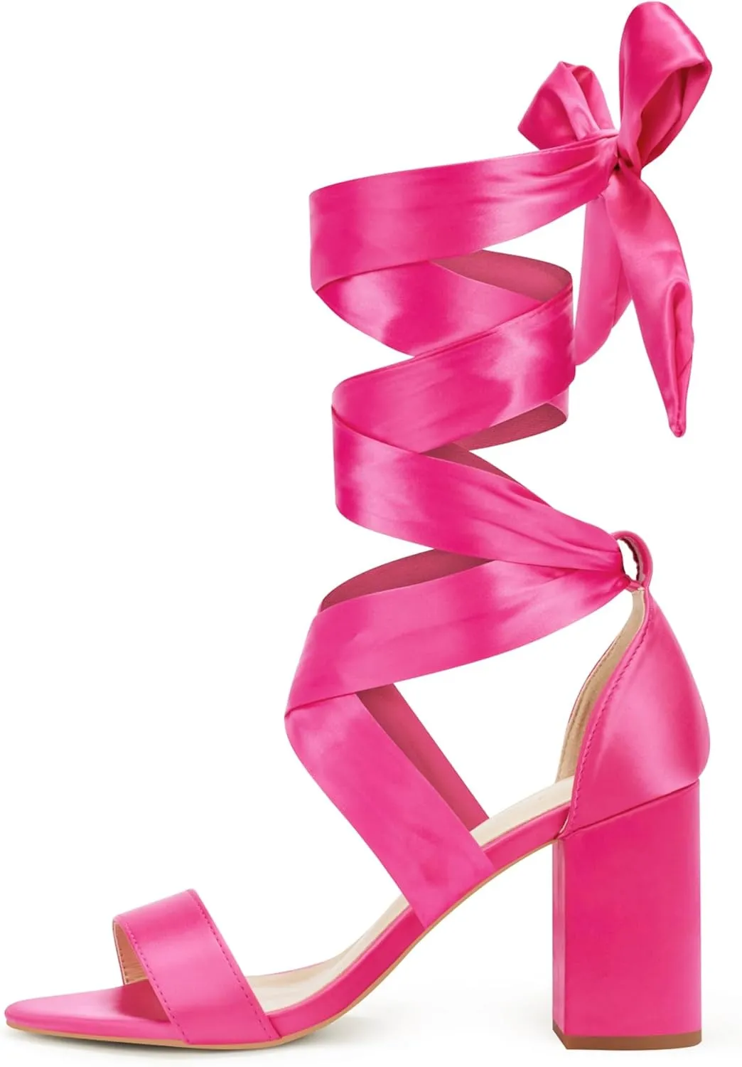 GENSHUO Women's Chunky High Heels Lace Up Strappy Block Sandals Open Toe Sexy Dress Heel Comfortable Prom Wedding Homecoming Party Graduation Shoes